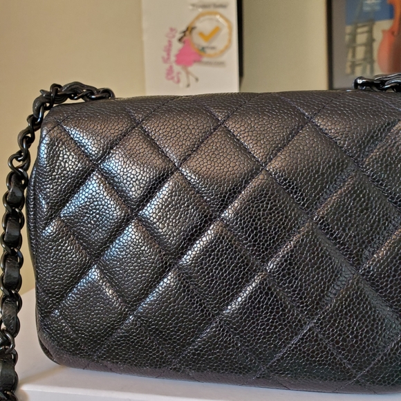 Chanel classic mini square black caviar incognito bag - Picture 14 of 15